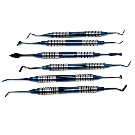 A2Z Scilab 6 Pcs Hollow Handle Blue Titanium Dental Composite Placement Stainless Steel Tools A2Z-ZR931